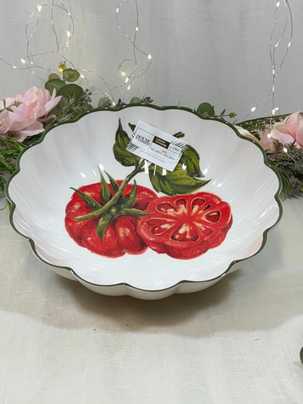 House & Garden Melamine Tomatoes RARE 12" Round Salad Serving Bowl New